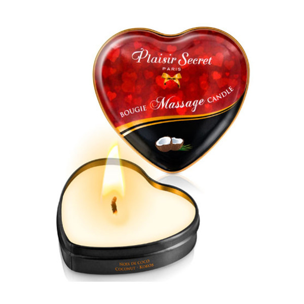 Mini bougie de massage noix de coco boîte coeur 35ml 